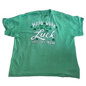 Vintage Sz 2XL St. Patrick's Day Shamrock Lucky Green Print Short Sleeve T-Shirt